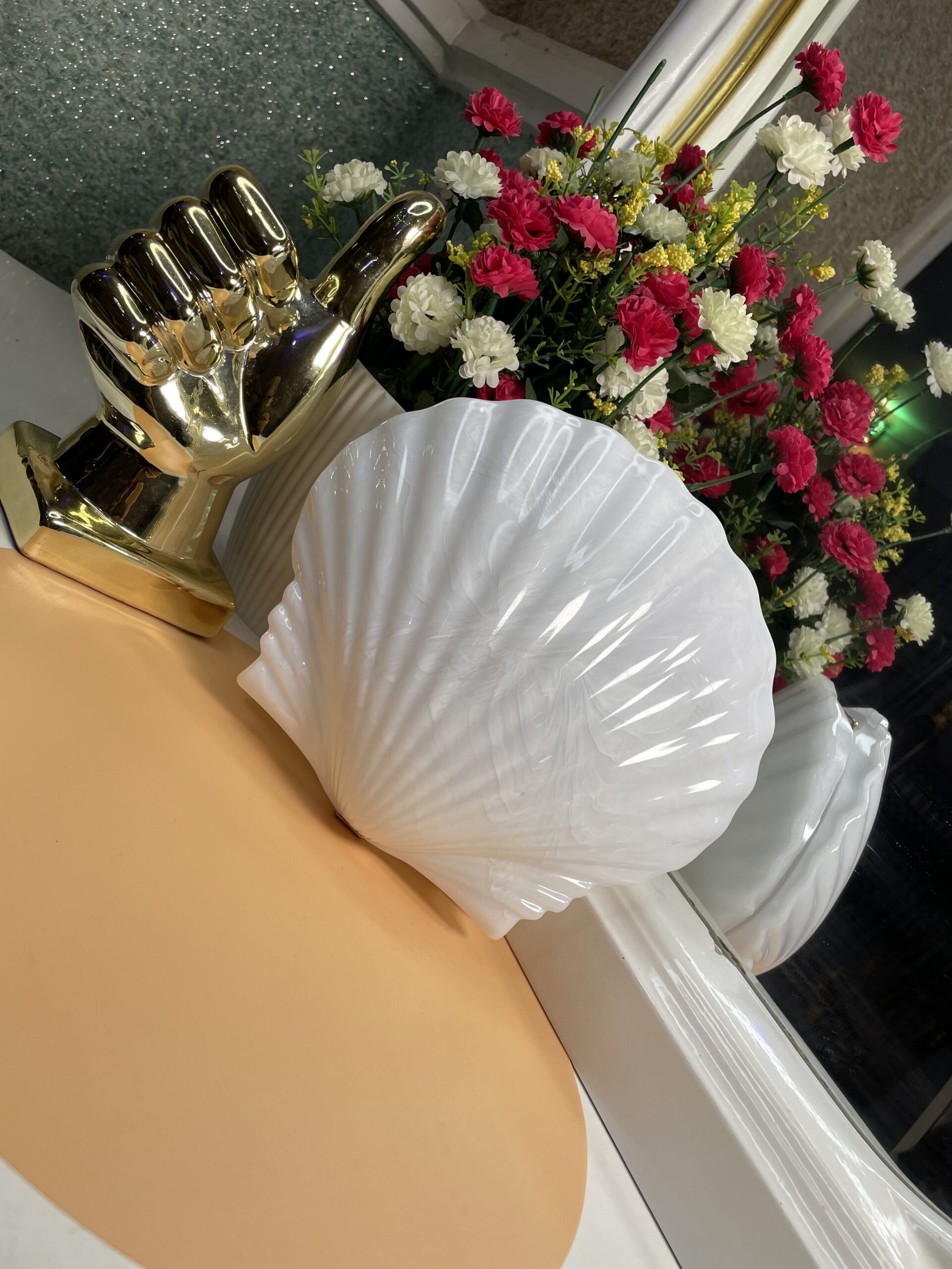 luxury white clutch